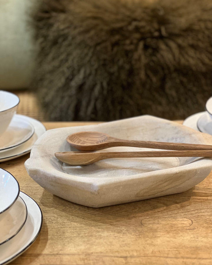 Plat en Marbre Vintage, Blanc.