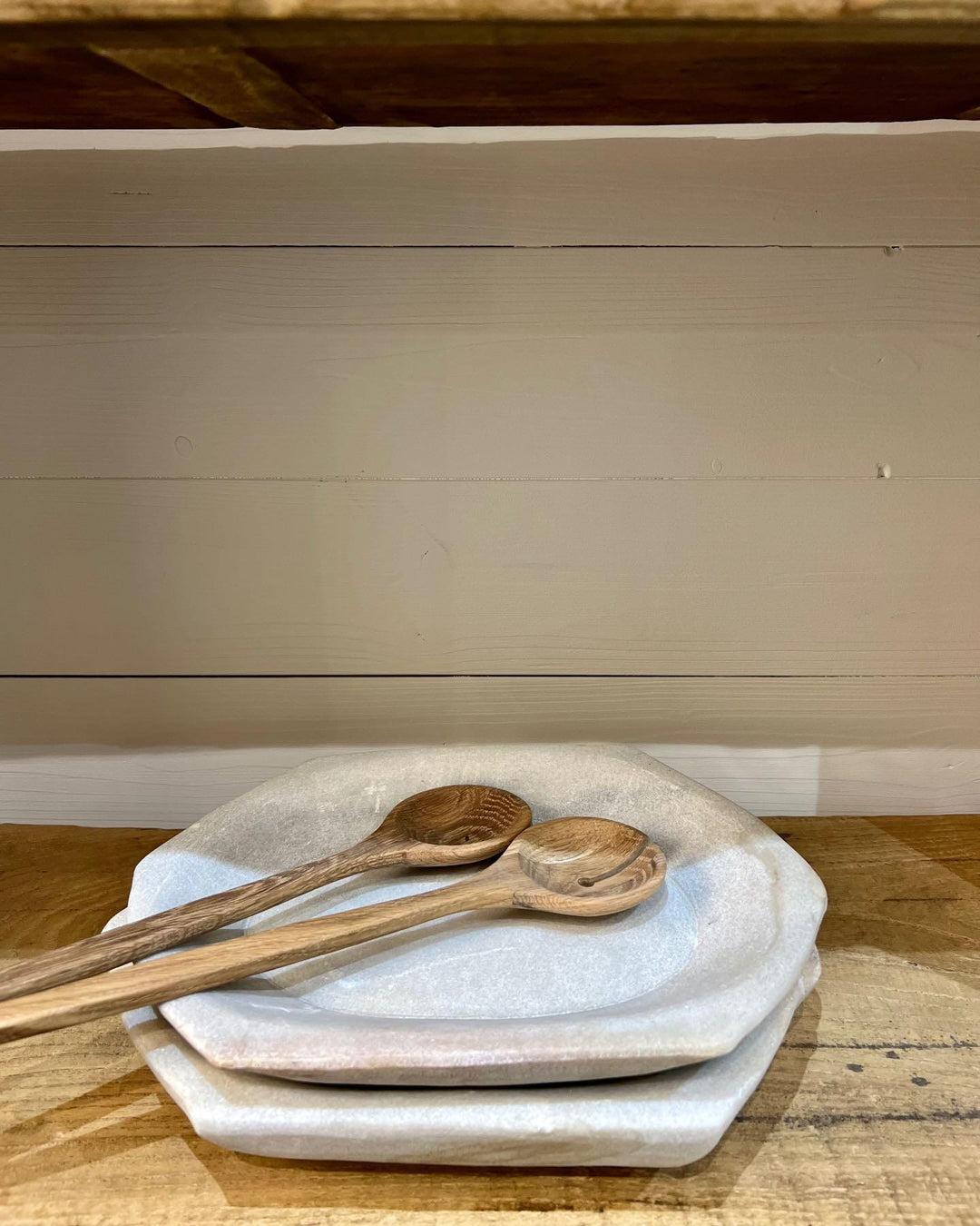 Plat en Marbre Vintage, Blanc.