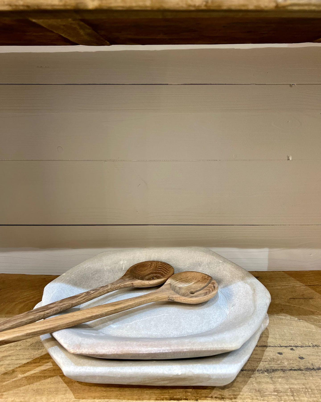 Plat en Marbre Vintage, Blanc.