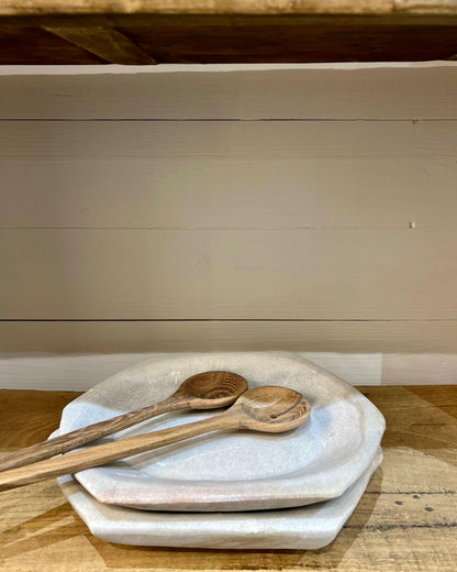 Plat en Marbre Vintage, Blanc.