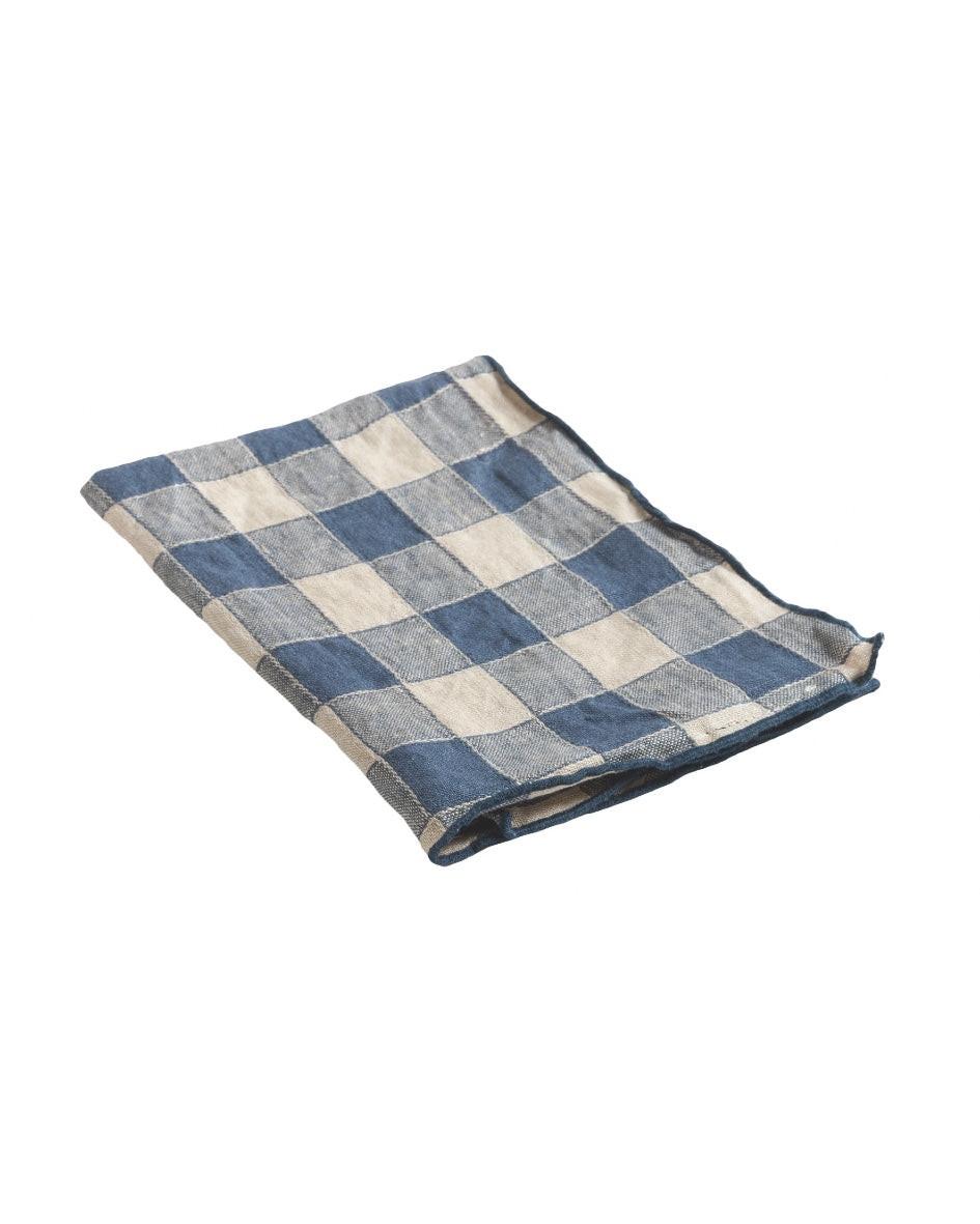 Torchon Bourdon Vintage Vichy Bleu de Delft, Maison de Vacances