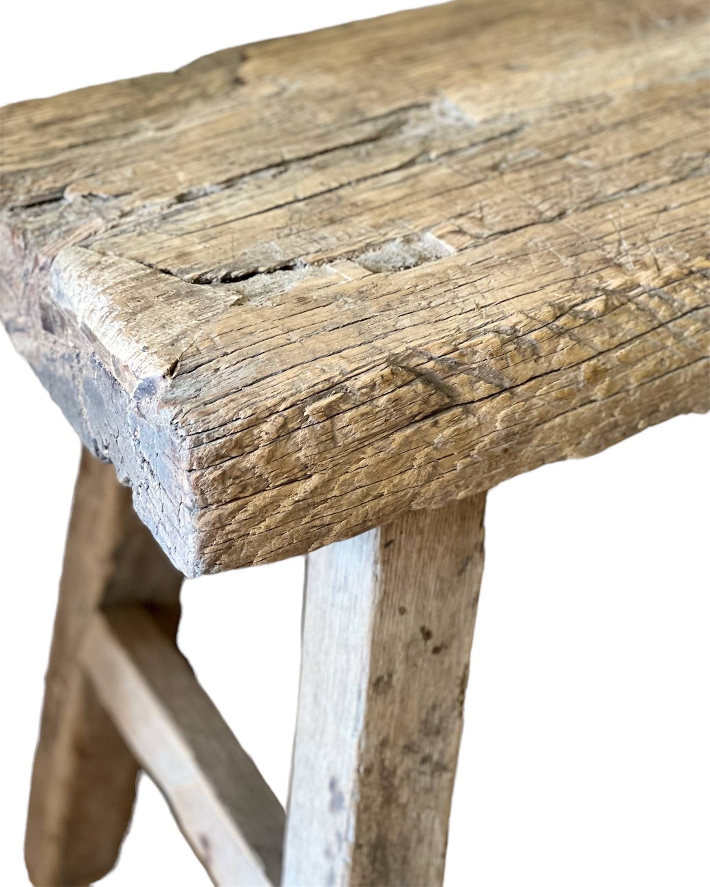 Vintage solid elm side table