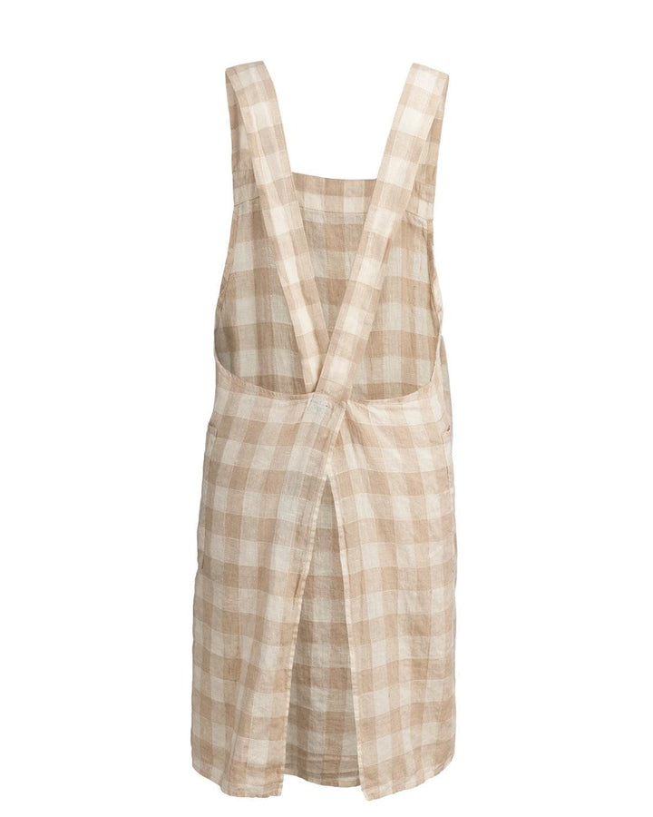 Tablier Japonais Vintage Vichy, Crème.