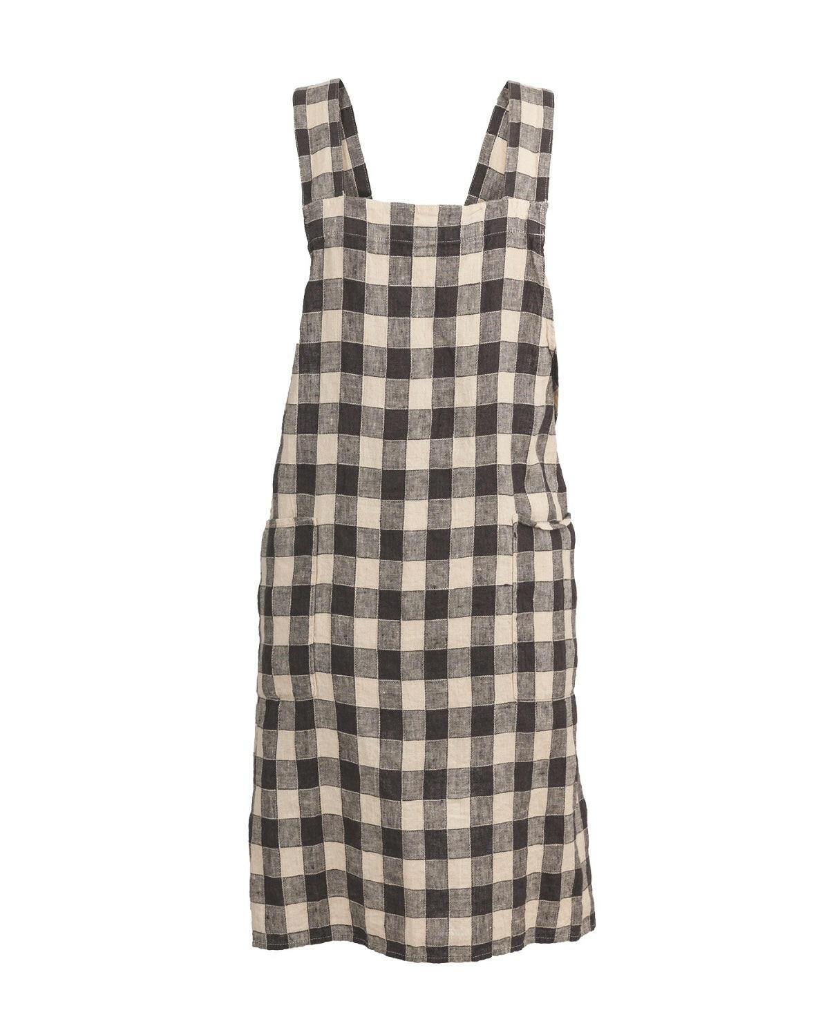 Vintage Japanese Gingham Apron, Charcoal