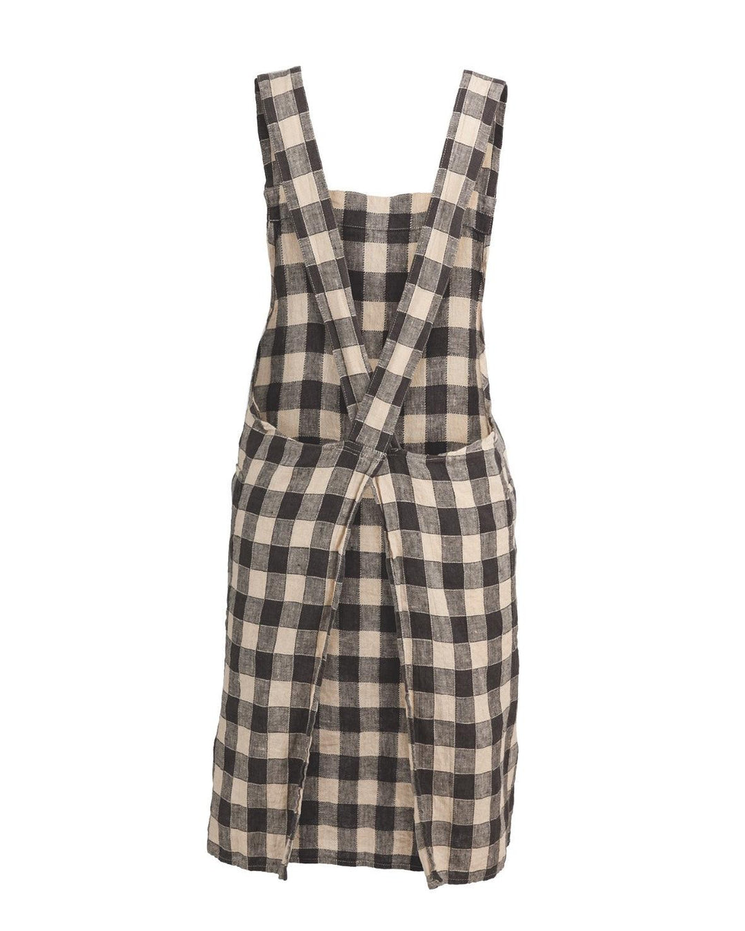 Tablier Japonais Vintage Vichy, Fusain.