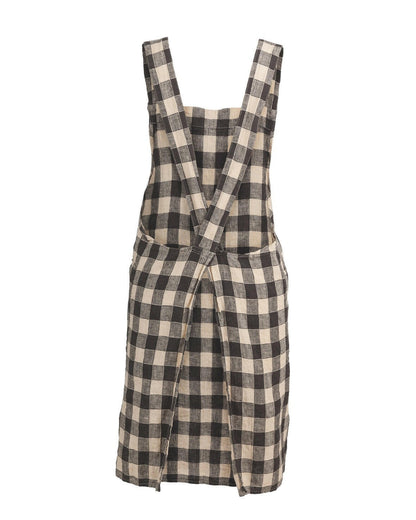 Tablier Japonais Vintage Vichy, Fusain.
