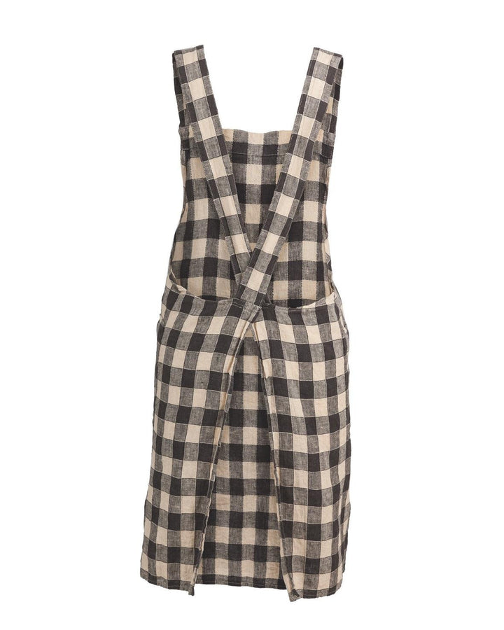 Tablier Japonais Vintage Vichy, Fusain.
