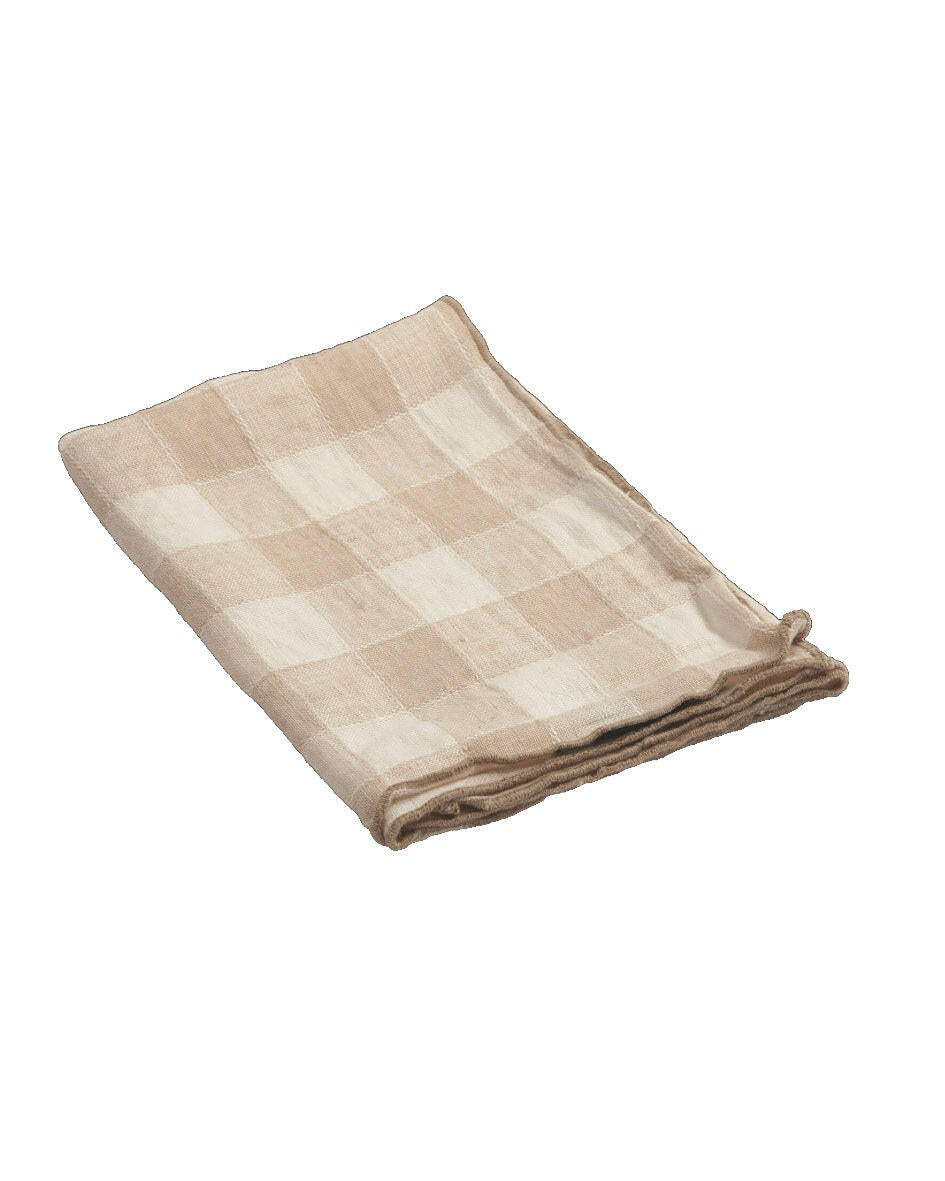 TORCHON MAISON DE VACANCES VICHY VINTAGE CREME 