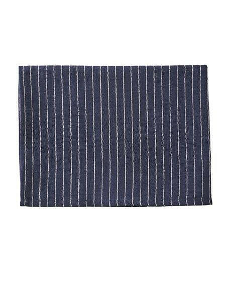 Torchon lin bleu marine fines rayures blanches