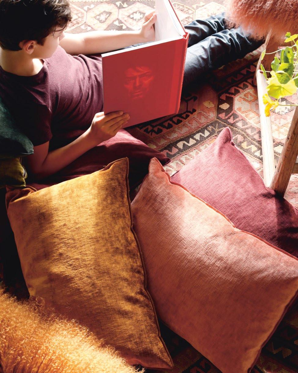 Coussin Vice Versa en Velours Royal, Ambre.