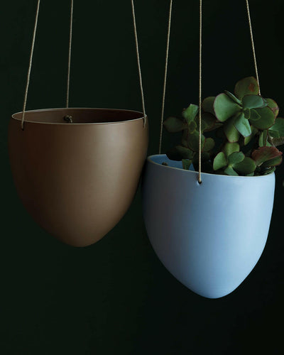 Pot de fleurs suspendu céramique, bleuet.
