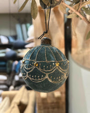 Boule de Noël Velours, Vert poussiéreux - taille L.
