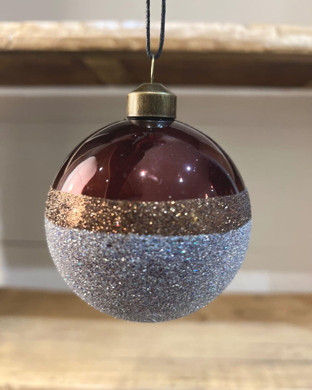 Boule de Noël Stripe Bordeaux - taille L.