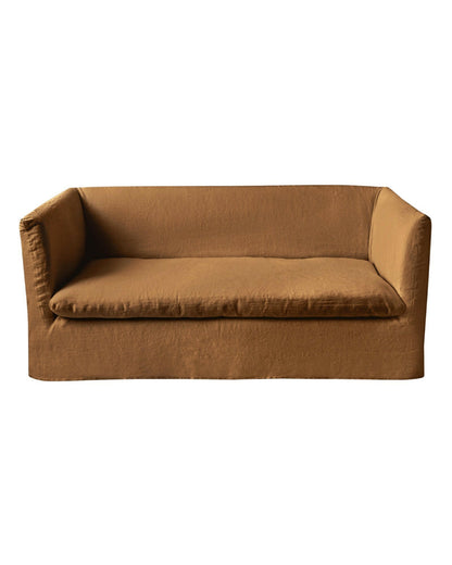 Canapé Boho 190 en toile Lin Stone Washed Havane.