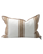 Vice Versa Embroidered Canvas Cushion — Cyclades Wide Stripe, Havana