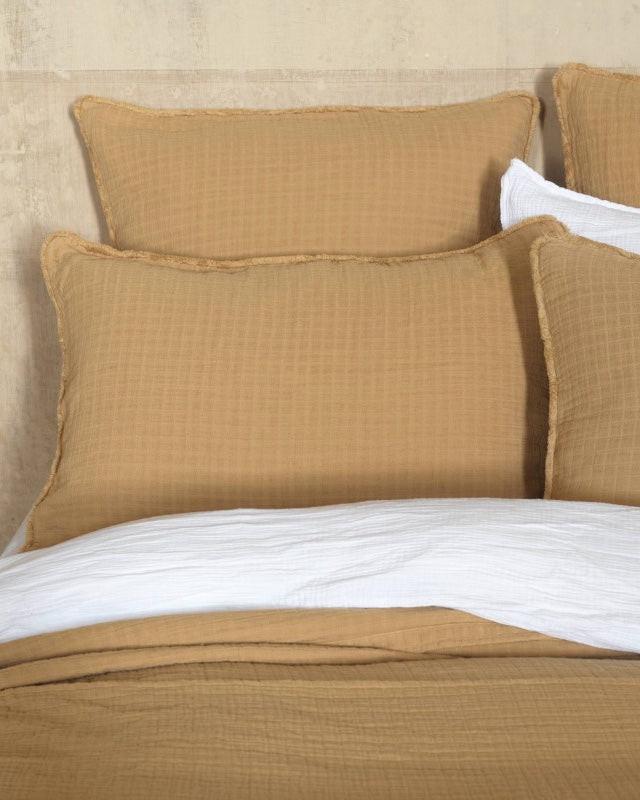 Dessus de lit en gaze de coton, Camel.