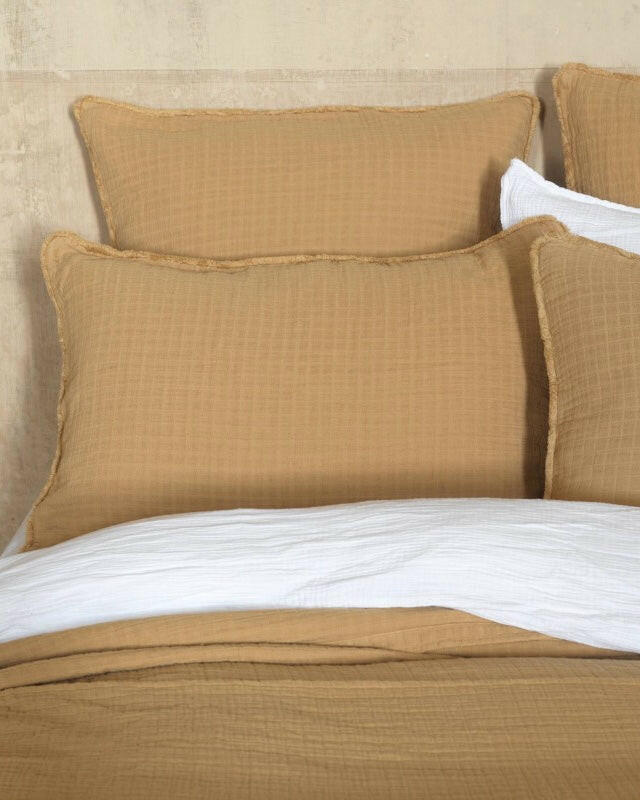 Dessus de lit en gaze de coton, Camel.