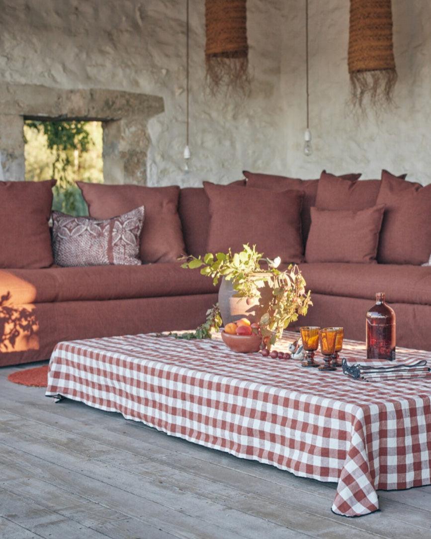 Nappe Toile Mimi Vichy Argile / Bourdon Noir.