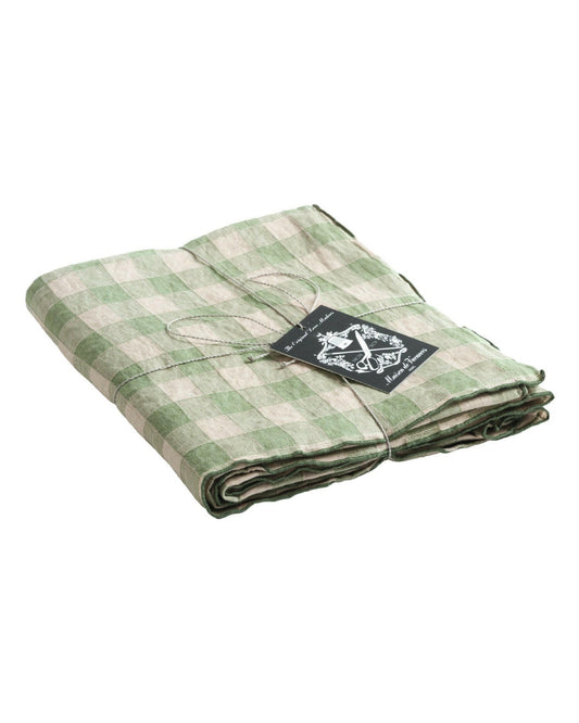Nappe Vintage Vichy Sauge Maison de Vacances