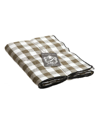 Nappe Toile Mimi Vichy Kaki Bourdon Noir Maison de Vacances