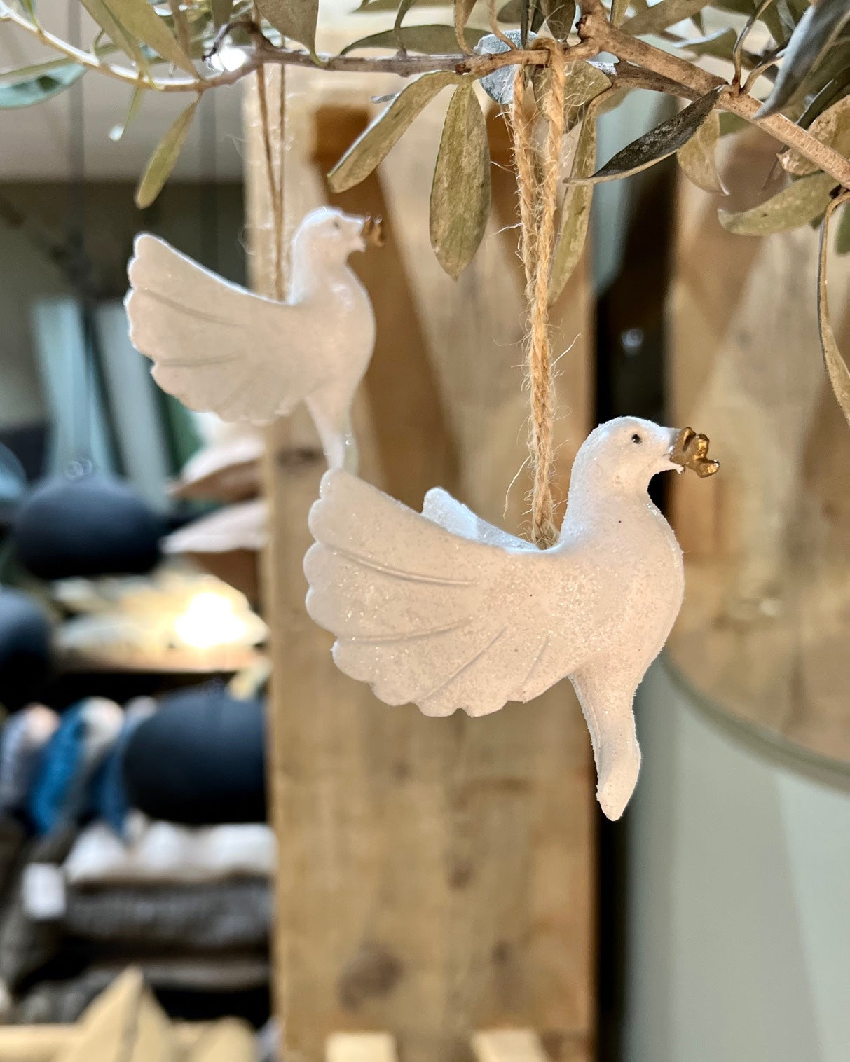 Christmas Ornament, Birds White