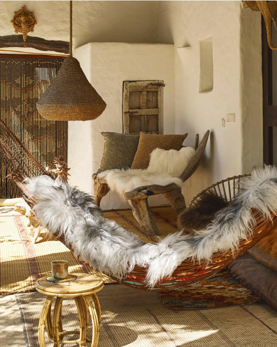 Peau de mouton Islandais Naturel Chiné, Gris.