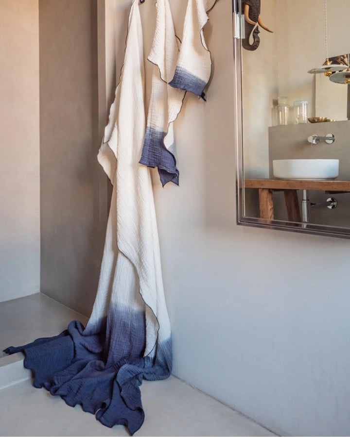 Plaid Philo 3 tie and dye en gaze de coton, Navy.