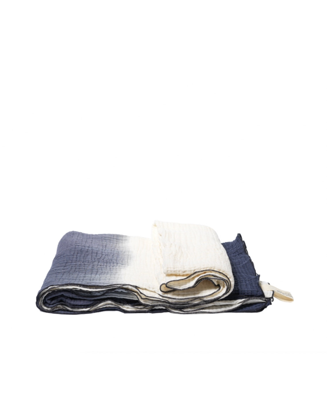 Philo 3 tie and dye plaid in cotton gauze, Navy