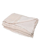 Vice Versa Fringed Throw in Crumpled Washed Linen, Cream / Frosted