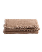 Vice Versa Fringed Throw / Curtain in Washed Linen Gauze – Latte