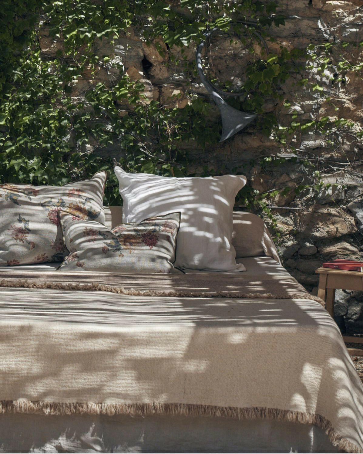 Plaid Vice Versa Frangé Double Face Laine Vierge & Coton Lavés, Orgeat / Fior di Latte.