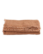 Vice Versa Fringed Throw / Curtain in Washed Linen Gauze — Terracotta