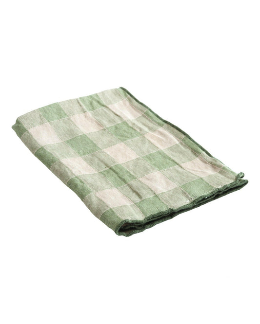 Torchon Bourdon Toile Vintage Vichy, Sauge.