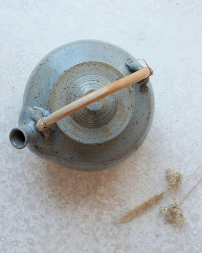 Vintage blue stoneware teapot
