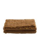 Vice Versa Fringed Throw / Curtain in Washed Linen Gauze, Havana