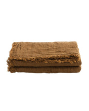 Plaid Vice Versa frangé en gaz de lin lavé, Havane Maison de Vacances